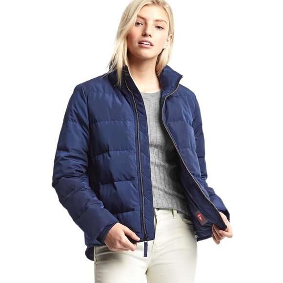GAP Womens Navy Blue ColdControl Max Puffer Jacket Size M - Picture 1 of 7
